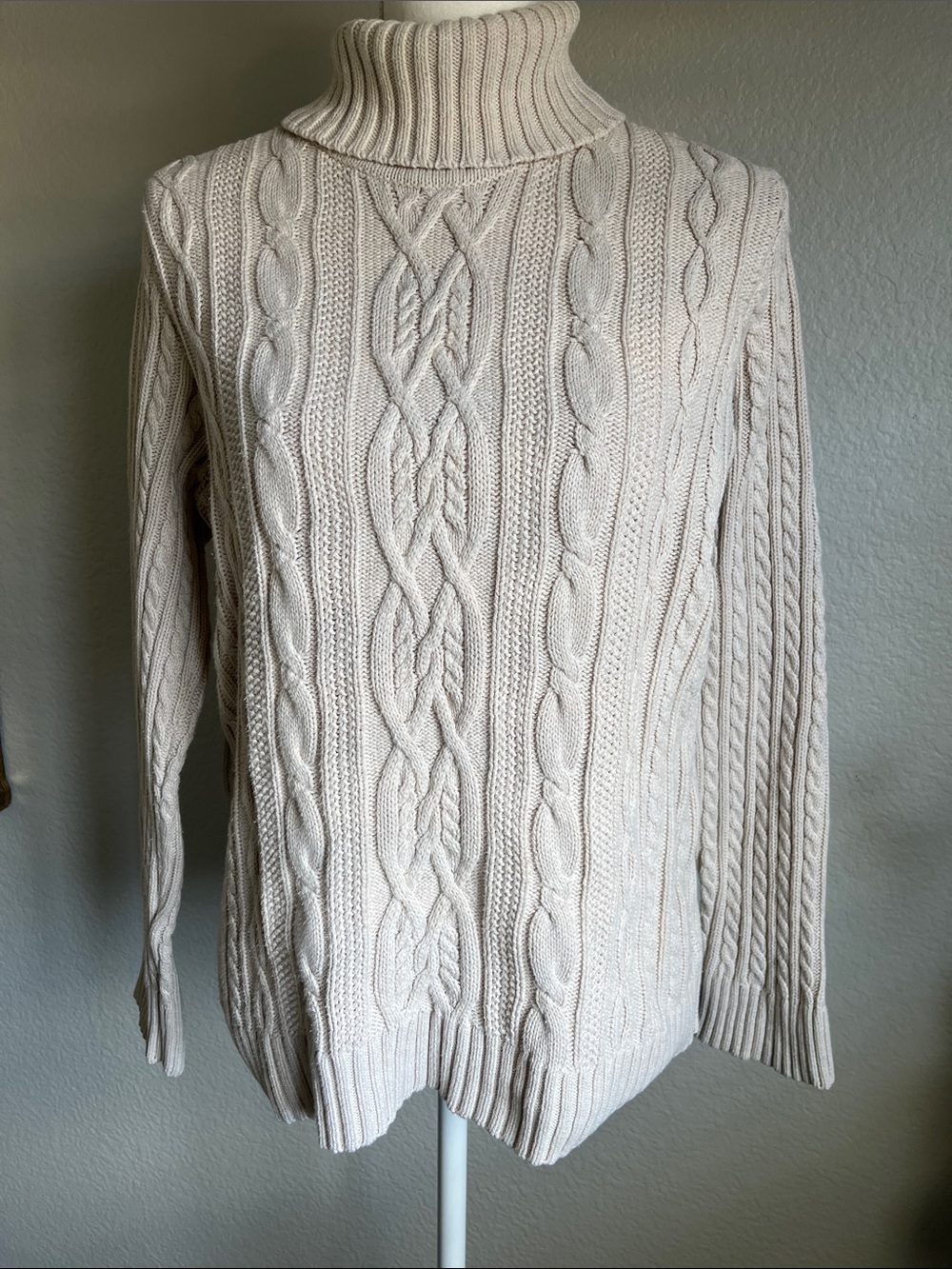croft & barrow Cream Cable Knit Turtleneck Sweater